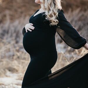Black chiffon mermaid maternity dress